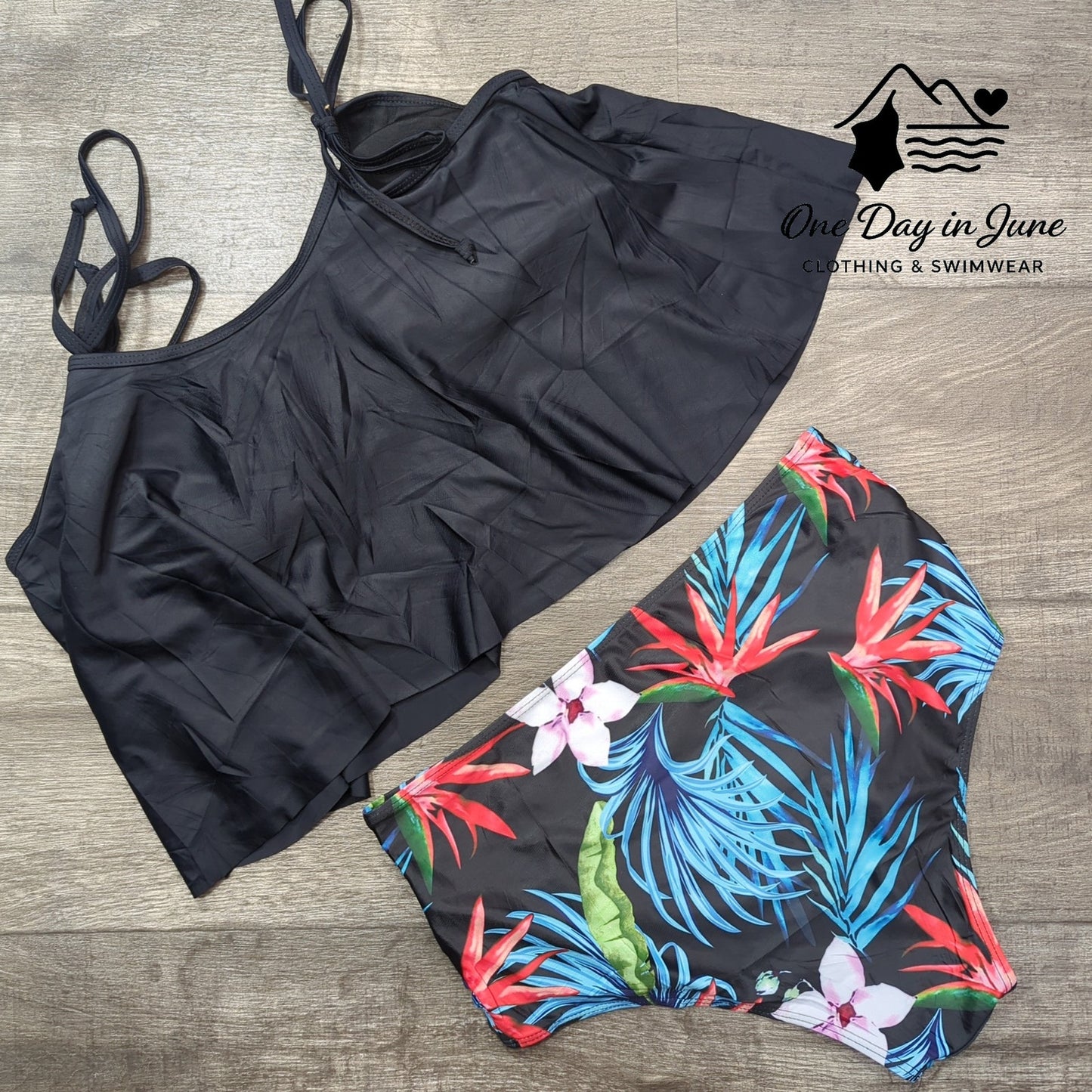 Xuanfel High Waist Floral Flonce Bikini Swimsuit Size XL