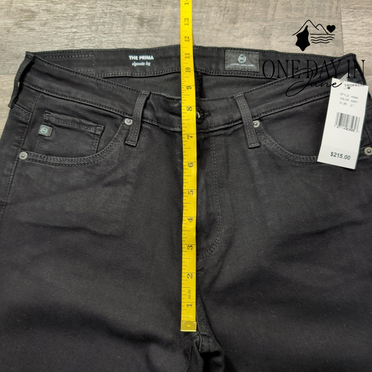 AG Adriano Goldschmied The Prima Cigarette Leg Jeans Black NWT Size 4 (27)