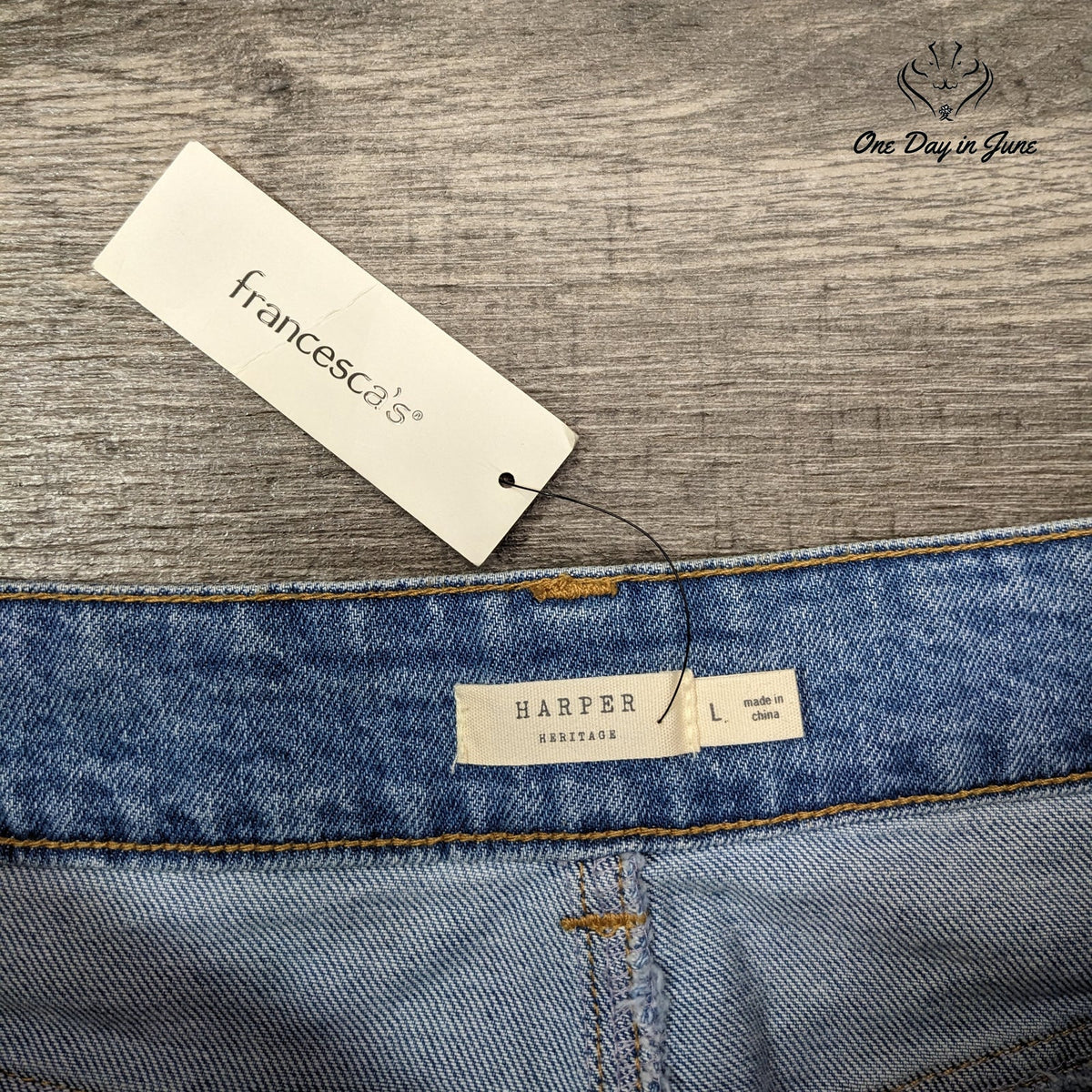 Harper Heritage Francesca Button Front Denim Mini Skirt Blue NWT Size L