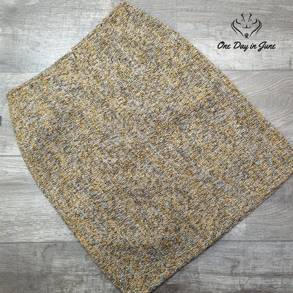 Nic + Zoe Tweed A-Line Mini Skirt Mustard Gray Black Lined NWT Size 6