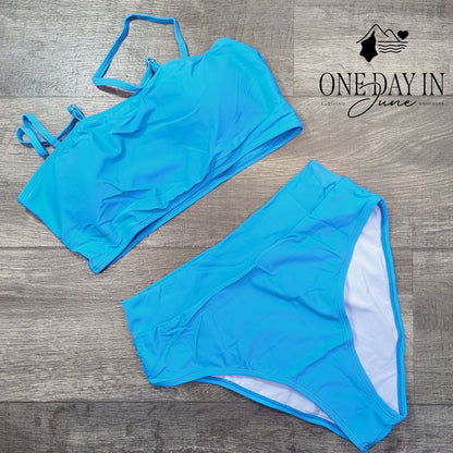 Pink Queen Crop High Waist Bikini Swimsuit Size L