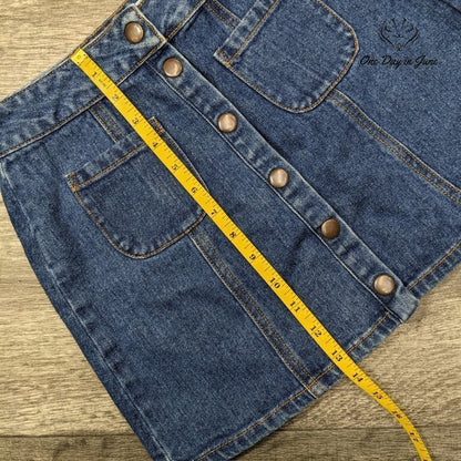 Bullhead Snap Front Denim Mini Skirt Size 25 (2)