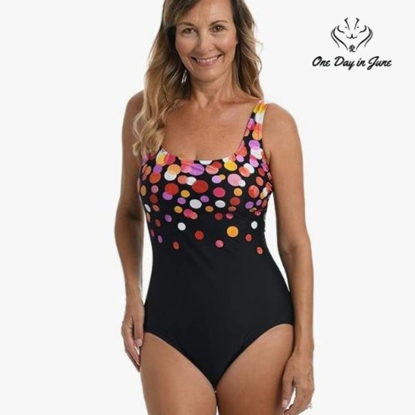 Maxine of Hollywood Square Neck Maillot One Piece Swimsuit Size 6