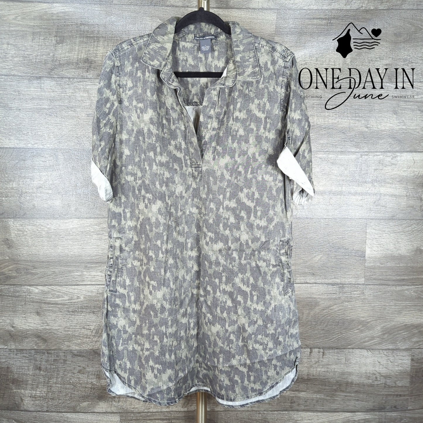 Chelsea & Theodore Short Sleeve Shirt Mini Dress Size L