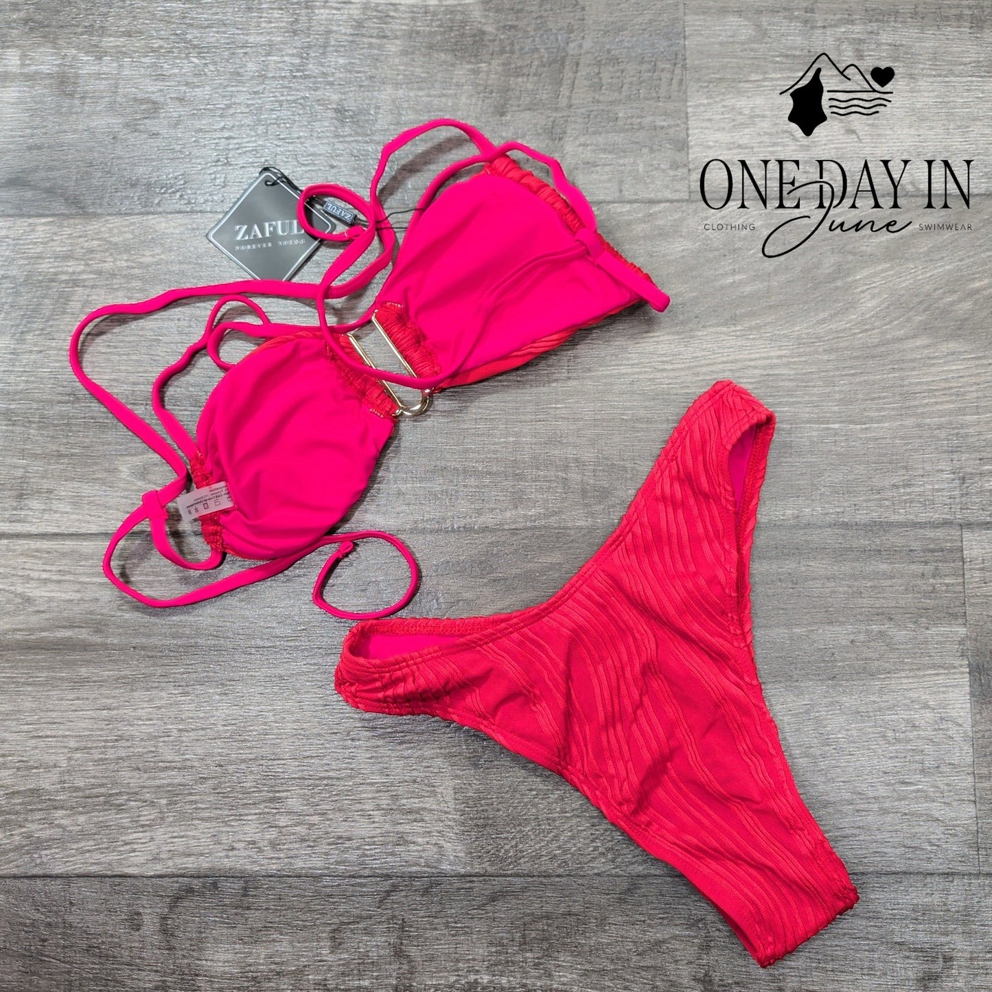 Zaful Textured Cheeky Bikini Swimsuit Size S