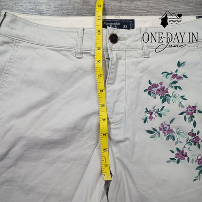 Abercrombie & Fitch 7" Inseam Embroidered Shorts Size 28 (6)