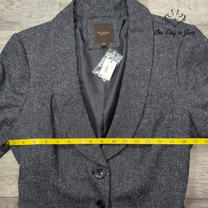 The Limited Collection Belted Blazer Tweed 2 Button Ruffle NWT Size L