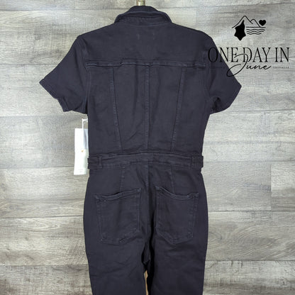 Good American Fit For Success Denim Jumpsuit Black NWT $199 Size L