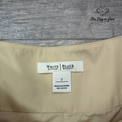 White House Black Market Womens Pleated A Line Mini Skirt Ivory Cream Size 2