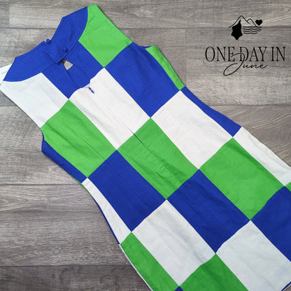 Vineyard Vines Patchwork Sleeveless Dress Blue Green White NWT $178 Size 0