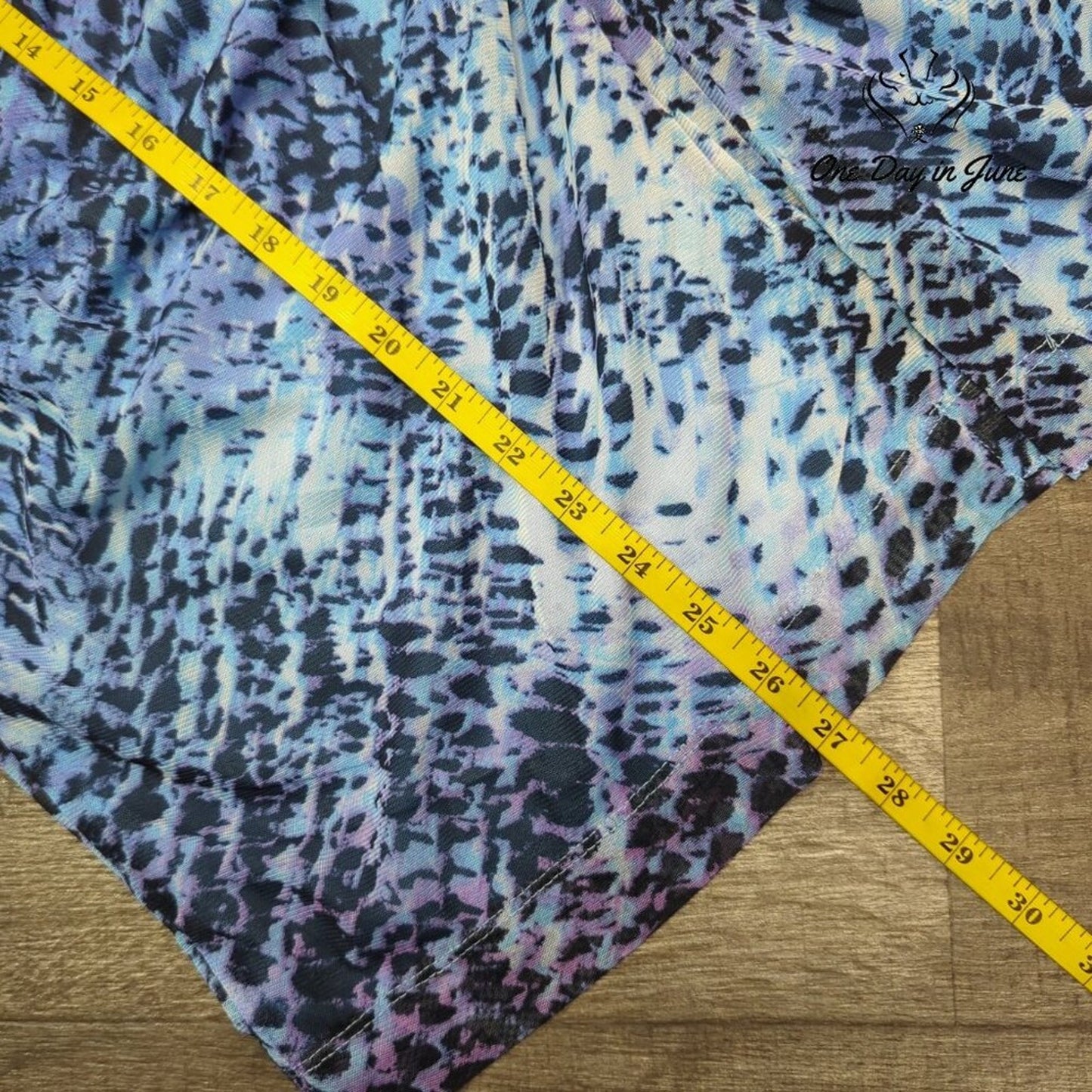 Nine West Bodycon Midi Skirt Blue Black Purple Abstract Print NWT Size L