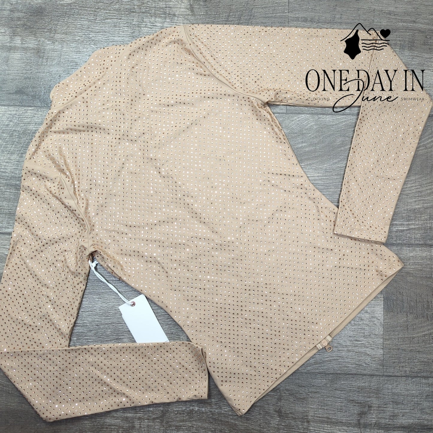 Good American Bejeweled Full Zip Long Sleeve Top Size S