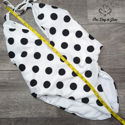 Bar III This And Dot Polka Dot Plunging One Piece Swimsuit NWT Size XL