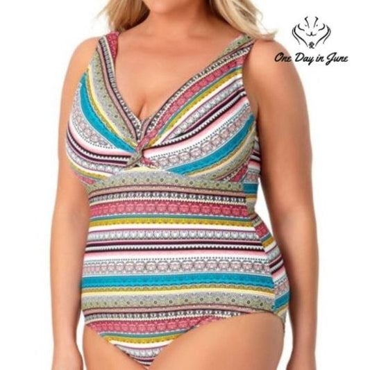 Liz Claiborne Striped One Piece Size 16W
