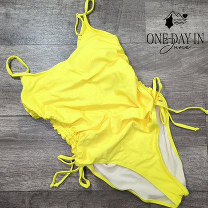 Aleumdr Ruched Tie Side One Piece Swimsuit Size S