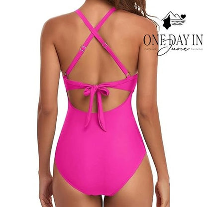 Eomenie Cross Front Cut Out One Piece Swimsuit Size M