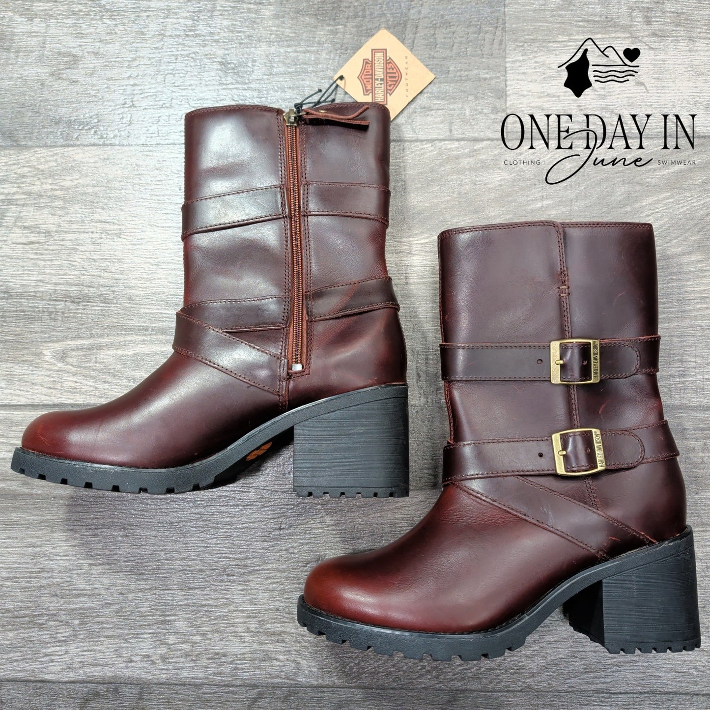Harley Davidson LaLanne Triple Strap Boots Brown Leather NWT Size 8.5