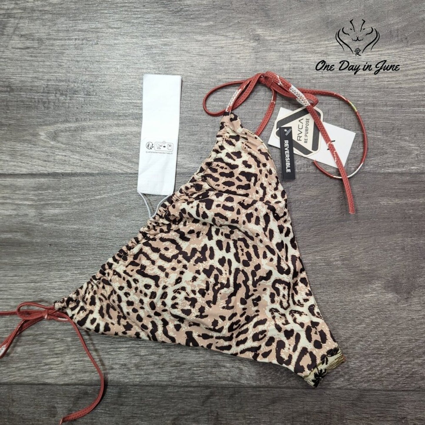 RVCA Tossed Reversible Slide Tie Bikini Bottom Floral Palm NWT $60 Size M