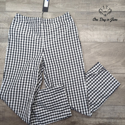 LIV Bottoms Pants Black White Gingham Check Ankle Straight Leg NWT Size S