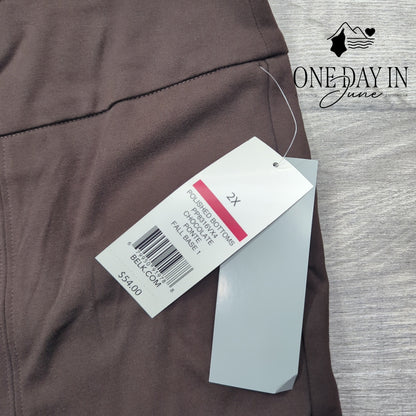 New Directions Polished Pull On Pants Chocolate Brown NWT Size 2X