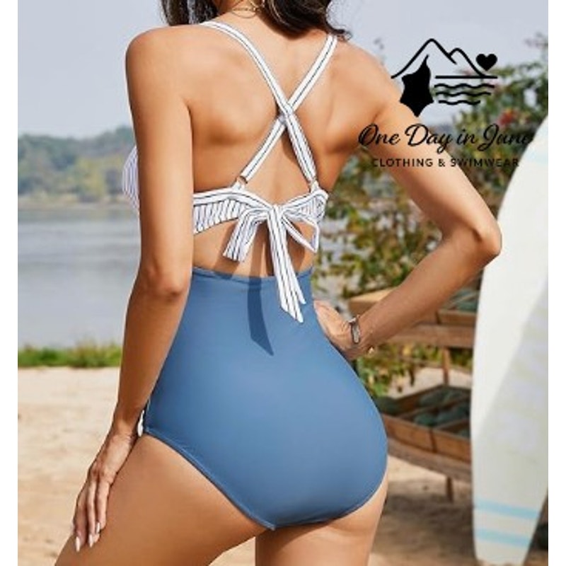 Eomenie Cross Front Tie Back Cut Out One Piece Swimsuit Size M