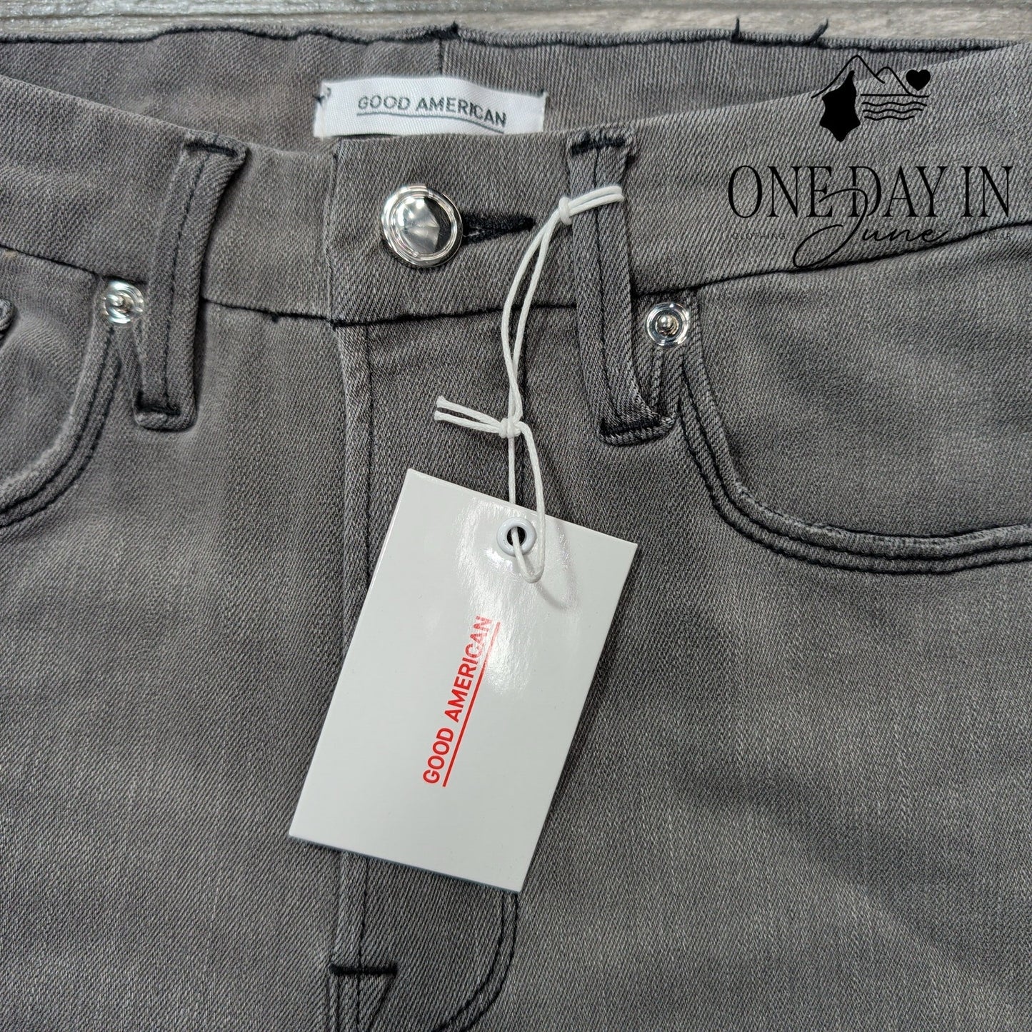 Good American Good Waist High Waist Skinny Raw Hem Jeans Size 8