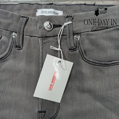 Good American Good Waist High Waist Skinny Raw Hem Jeans Size 8