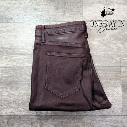 Good American Good Legs Coated Skinny Jeans Malbec Burgundy NWT $169 Size 16