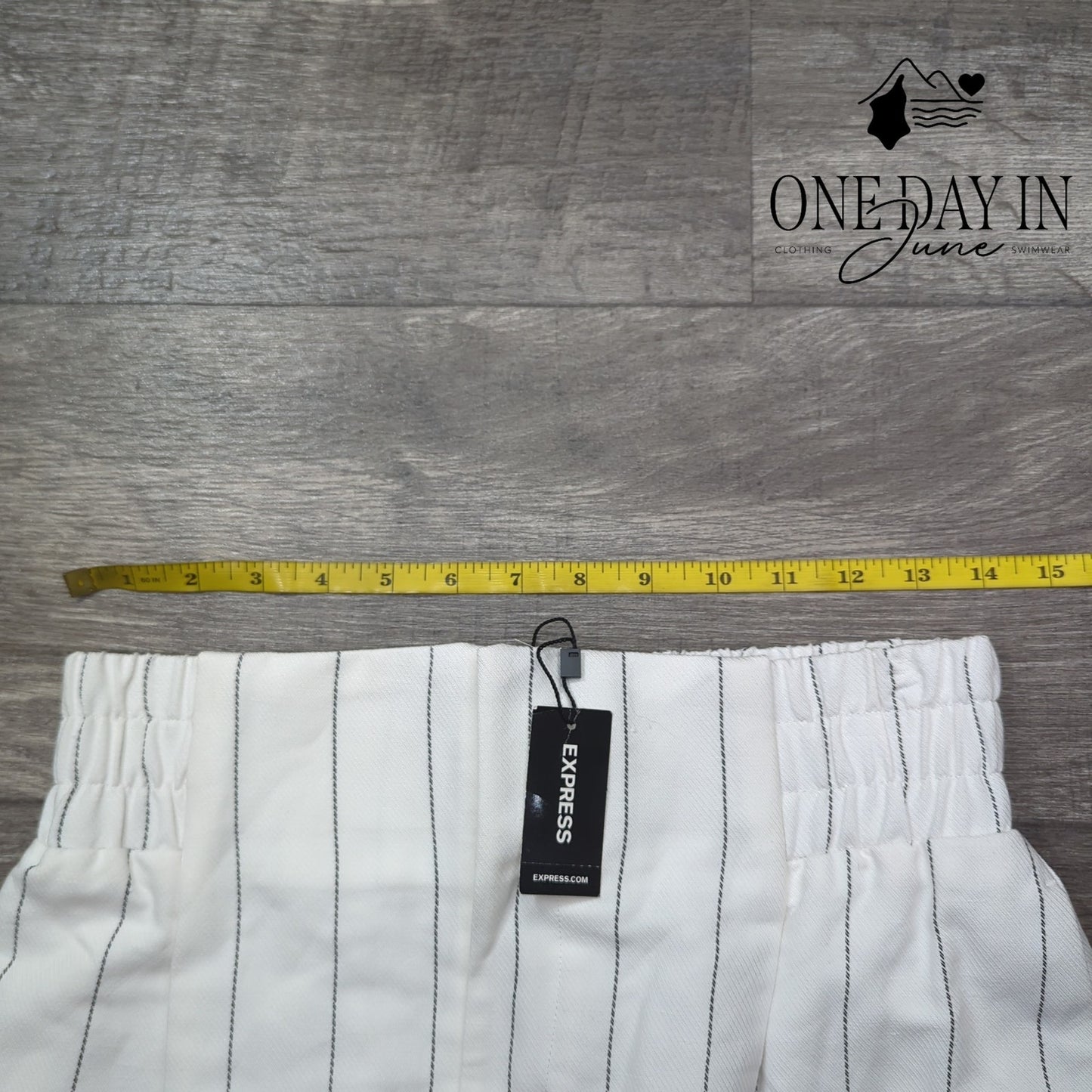 Express Comfort Waist Striped Linen Mini Skirt Size S