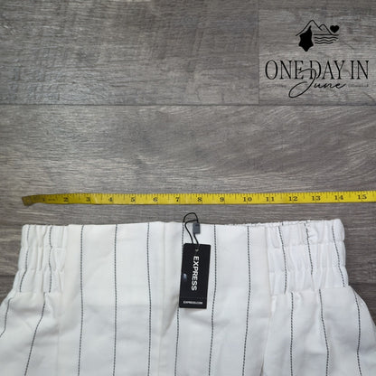 Express Comfort Waist Striped Linen Mini Skirt Size S