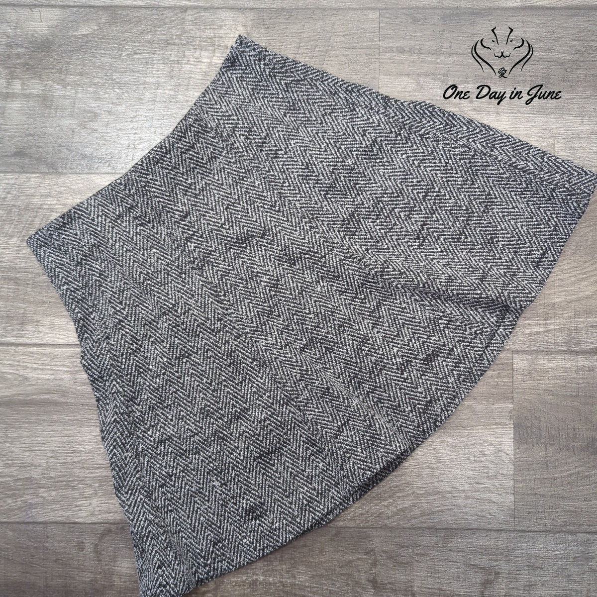 Loft Herringbone Pull On A-Line Mini Skirt Black White Size S