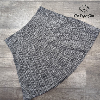 Loft Herringbone Pull On A-Line Mini Skirt Black White Size S