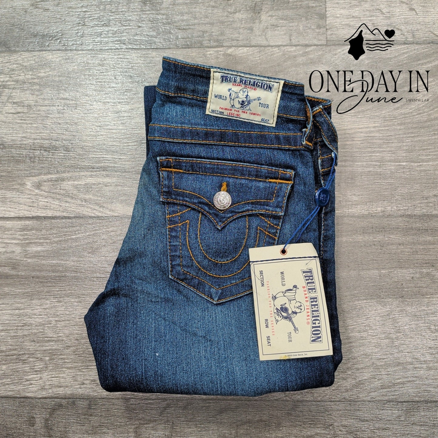 True Religion Legging Flap Skinny Jeans Dark Wash Blue NWT Size 6 (28)