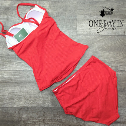 Eomenie High Waist Ribbed Tankini Swimsuiit Size S
