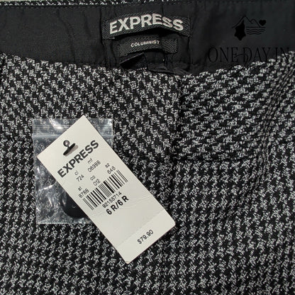 Express Columnist Barely Boot Pants Black White Tweed NWT Size 6