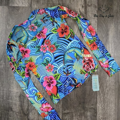 Luli Fama Inked Babe Fitted Mesh Panel Jacket Size XS