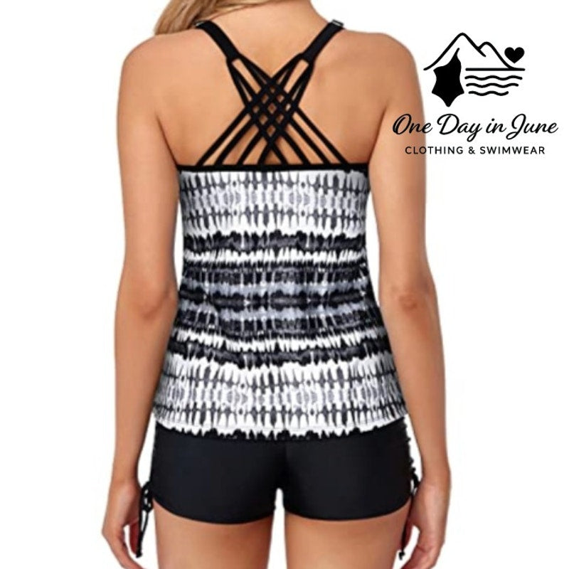 Yonique Plus Size Cage Back Boyshort Tankini Swimsuit Size XXL