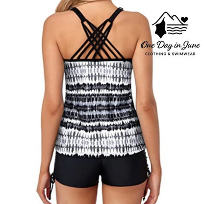Yonique Plus Size Cage Back Boyshort Tankini Swimsuit Size XXL