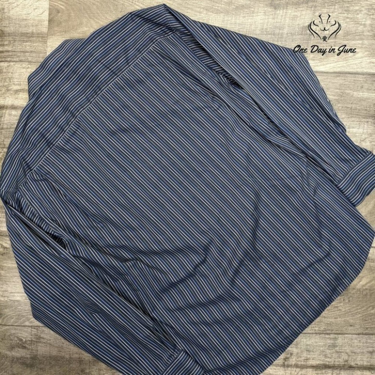 Crazy Horse Stiped Button Down Dress Shirt 100% Cotton Size 17 (36-37)