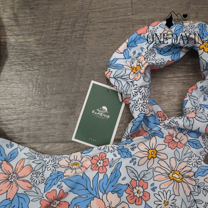 Eomenie Floral High Waist Ruffle Shoulder Tankini Swimsuit Size XL