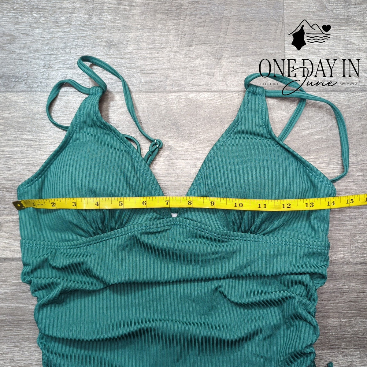 Aleumdr Ribbed Tummy Control One Piece Swimsuit Teal Ruched Cutout Back Size M