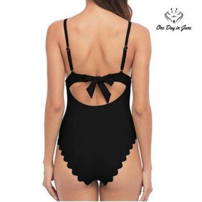 Sociala Scalloped Padded High Cut One Piece Size S