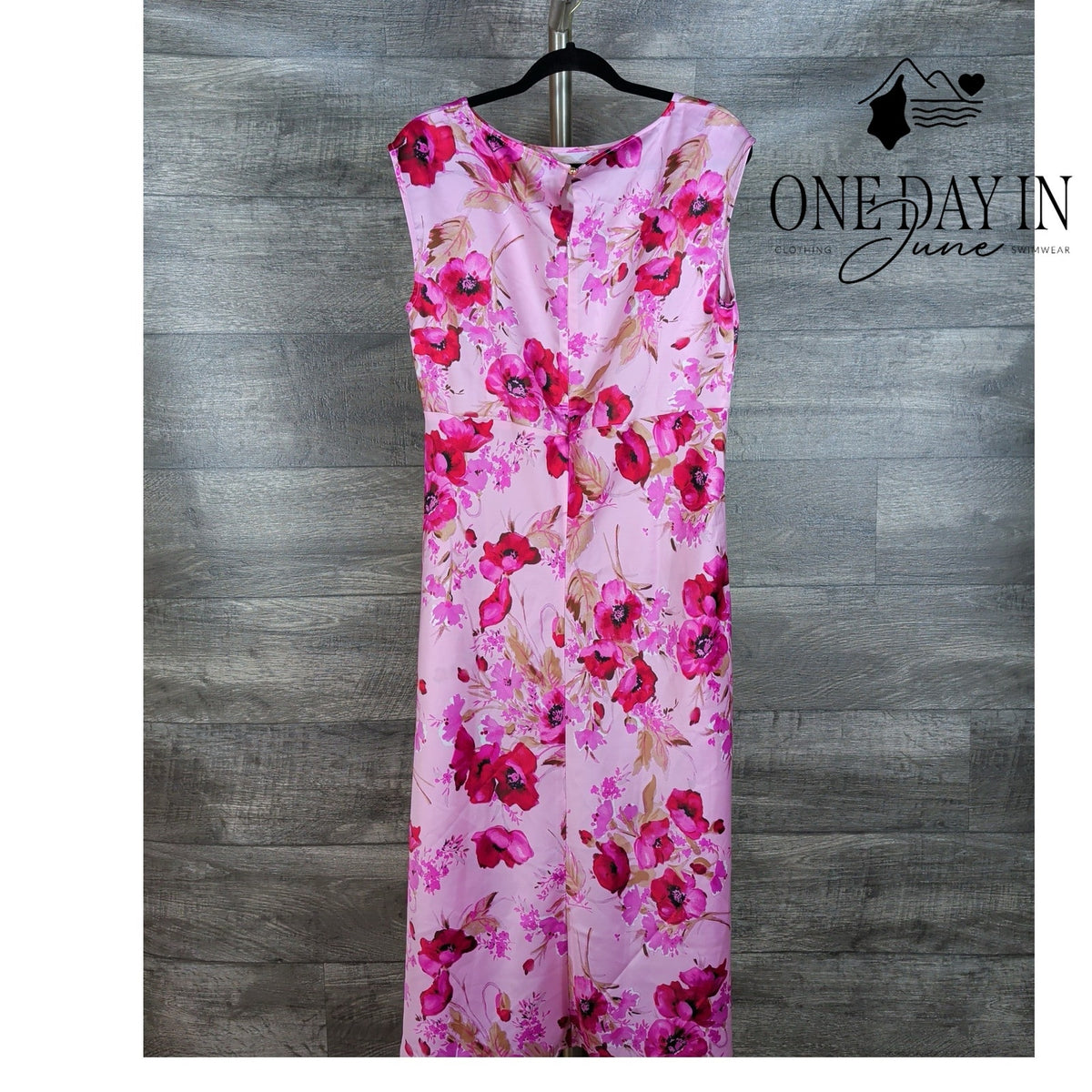 Talbots Watercolor Floral Fit & Flare Midi Dress Pink Red NWT Size 12
