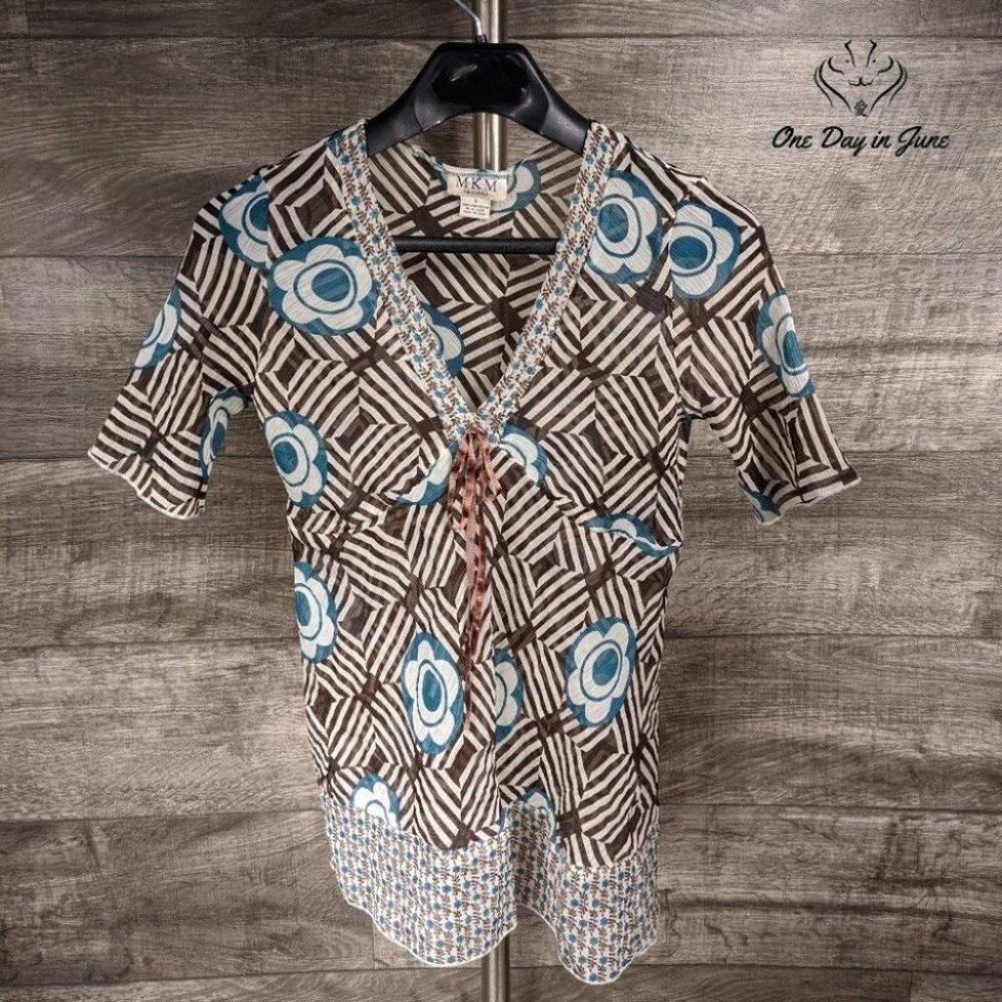 MKM Designs Sheer Short Sleeve Top Size S