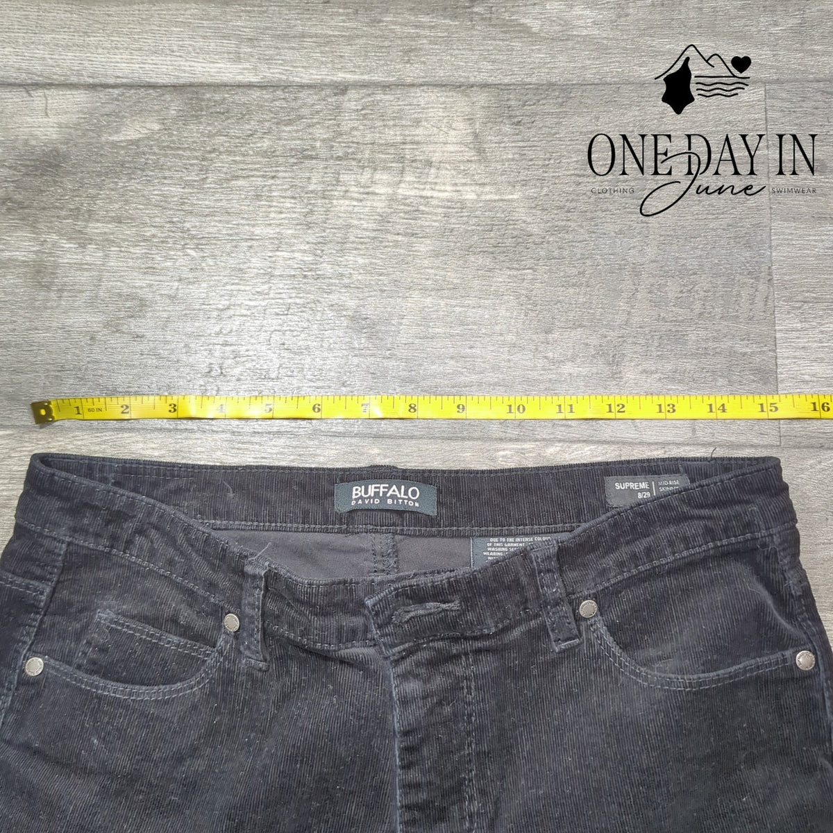 Buffalo David Bitton Supreme Mid Rise Skinny Corduroy Pants Black NWT Size 8