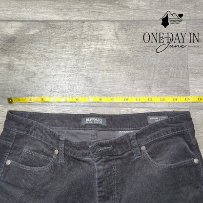 Buffalo David Bitton Supreme Mid Rise Skinny Corduroy Pants Black NWT Size 8