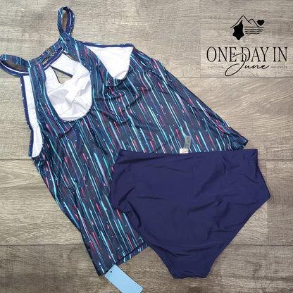 Yonique High Neck Tankini Swimsuit Size M