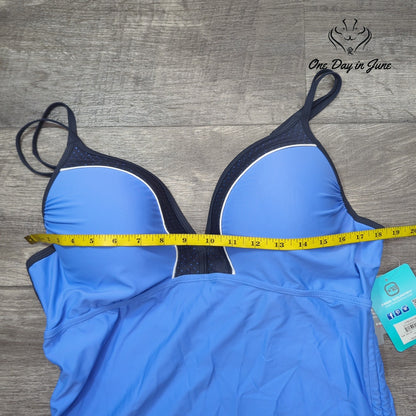 Free Country V Neck Tankini Swimsuit Set Sea Mist Blue NWT Size XXL