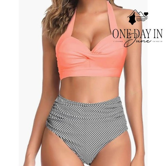 Tempt Me High Waist Molded Cup Bikini Swimsuit Size M