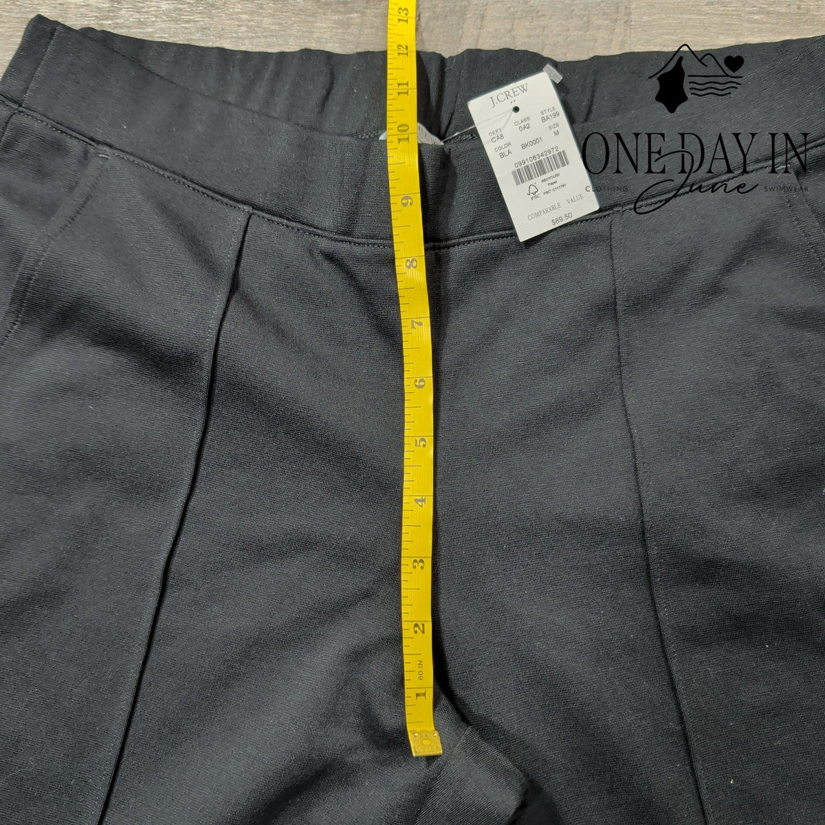 J. Crew Pull On Ponte Pants Black Straight Leg Pintuck NWT Size M
